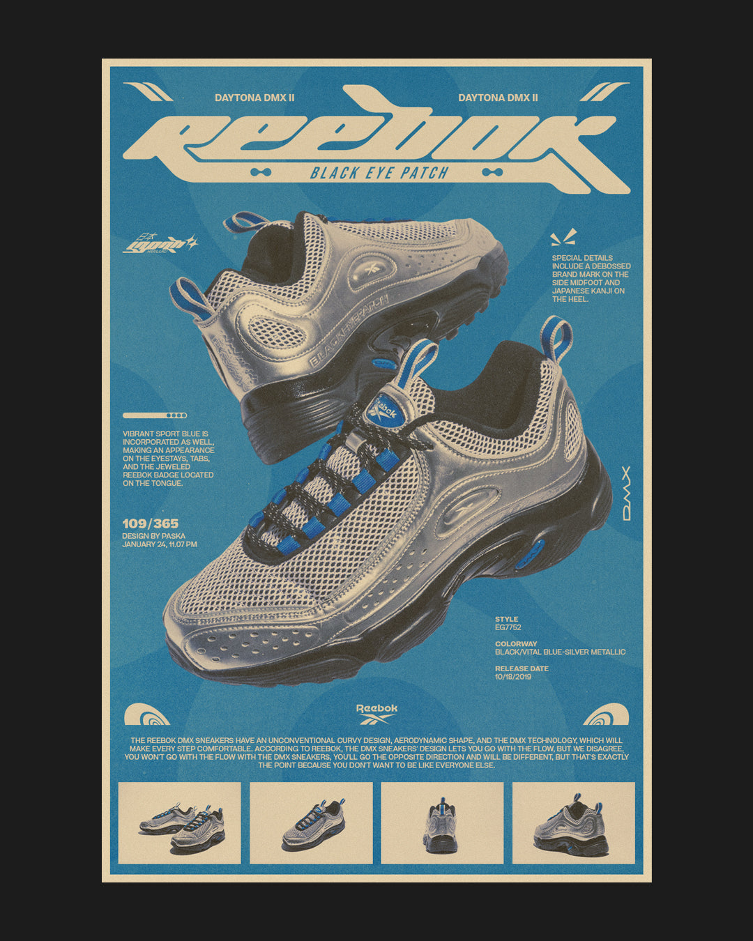 Reebok Daytona DMX II - Retro Sneaker Poster