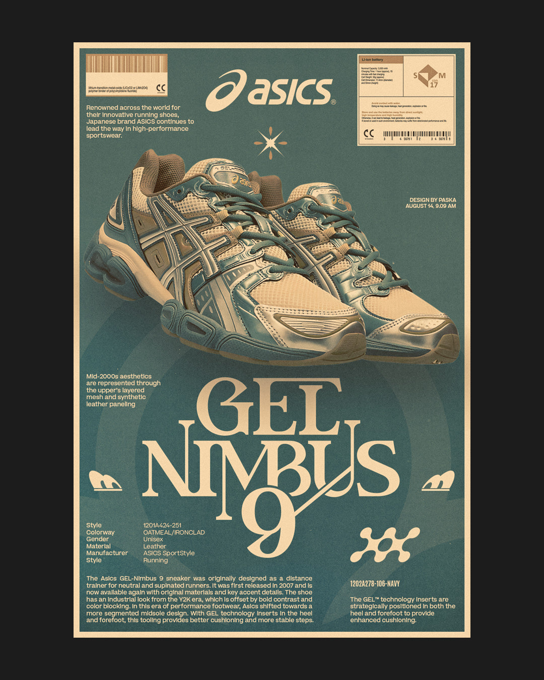 Asics Gel Nimbus 9 - Retro Sneaker Poster